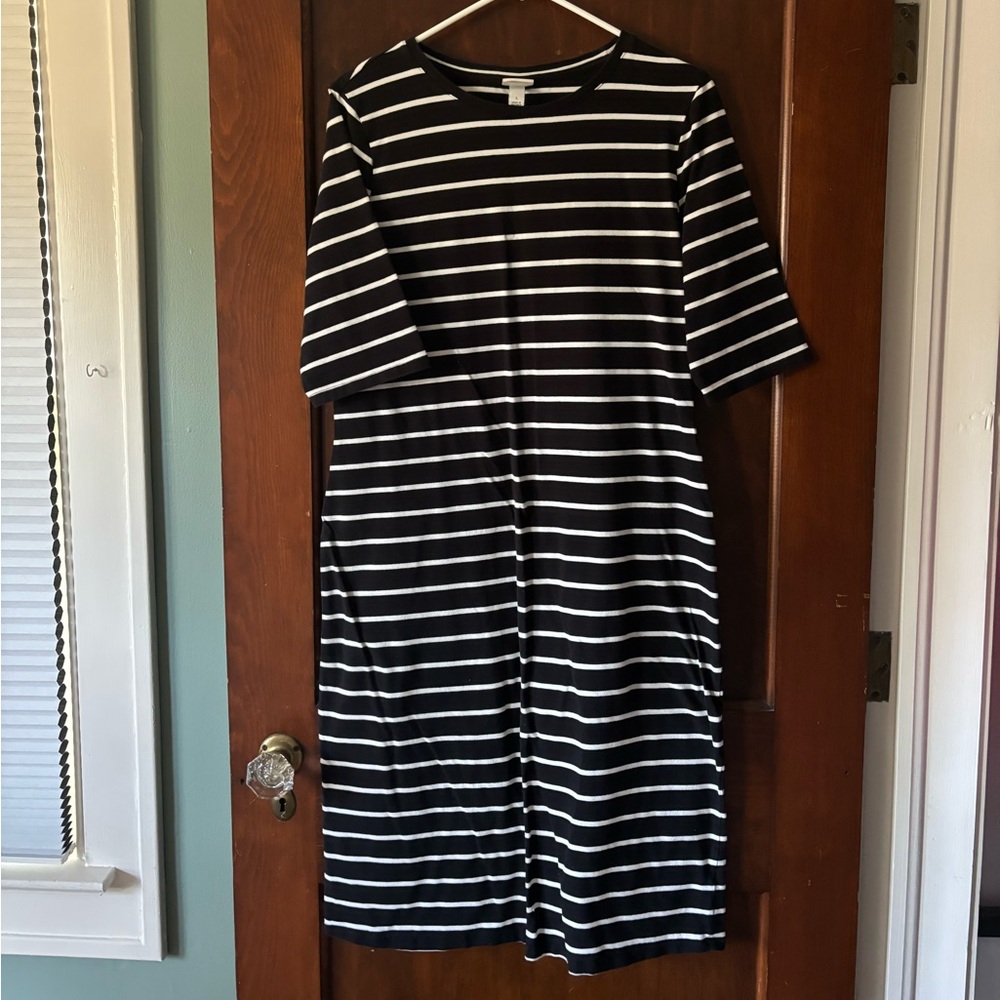 Threshold Black and White Striped Midi Dress